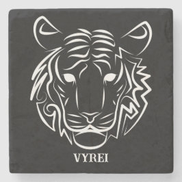 Porta-copo De Pedra Tigre Tribal Negro e Branco