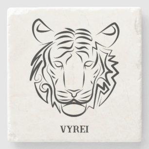 Porta-copo De Pedra Tigre Tribal Preto e Branco