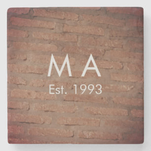Porta-copo De Pedra Tijolo de pedra rústica marrom adicionar nome letr