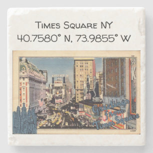 Porta-copo De Pedra Times Square NY Map Coordena o Estilo de Vintage