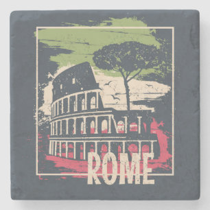 Porta-copo De Pedra Tipografia de Roma: Poster da Torre Eiffel.