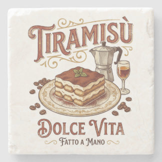 Porta-copo De Pedra Tiramisu Dolce Vita Sobremesa Italiana