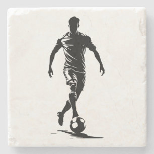 Porta-copo De Pedra Toalha de pedra arte de jogador de futebol silhuet