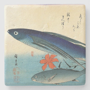 Porta-copo De Pedra Tobiuo & Ishimochi - Impressão de Peixes Japoneses