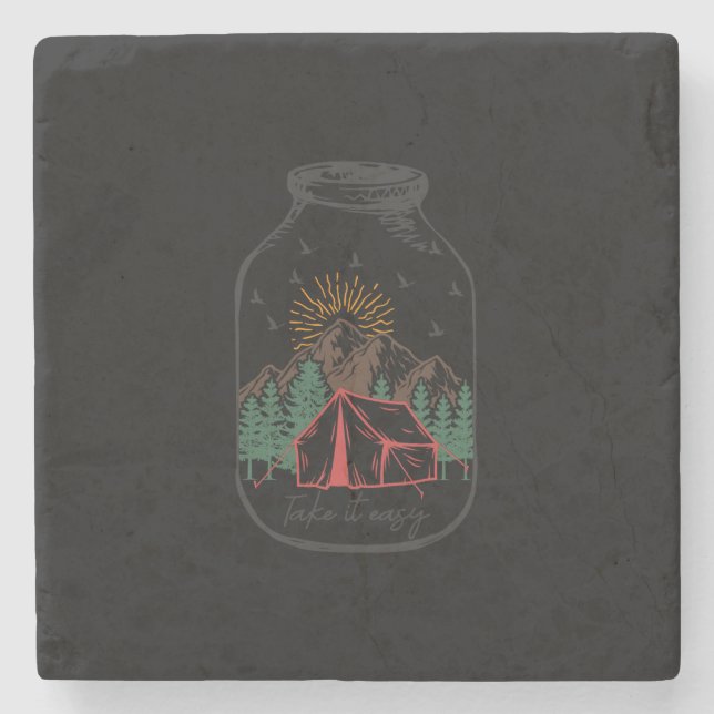 Porta-copo De Pedra Tome calma (Frente)