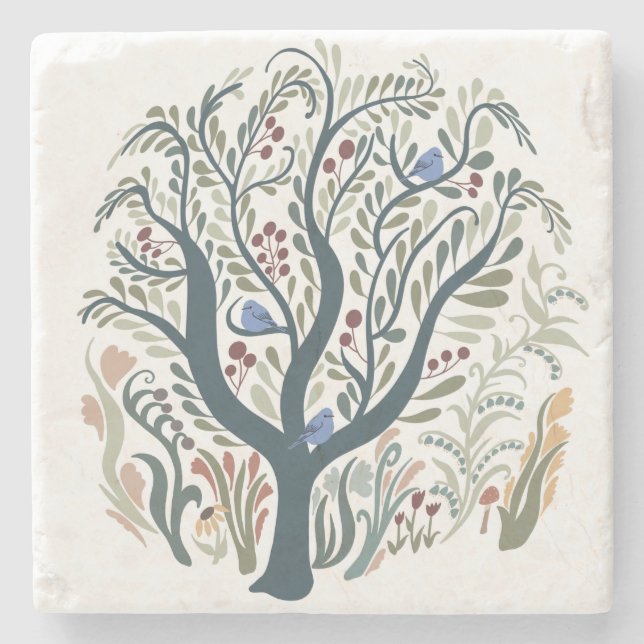 Porta-copo De Pedra Tons da Floresta de Arte Folical Whimsical (Frente)