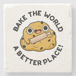 Porta-copo De Pedra Torne O Mundo Um Lugar Melhor Cute Pun De Padaria