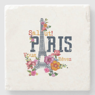 Porta-copo De Pedra Torre Eiffel Paris Shirt Salut Flor Paris Fra