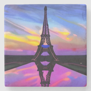 Porta-copo De Pedra Torre Eiffel Picturesca Em Um Sunset Brilhante