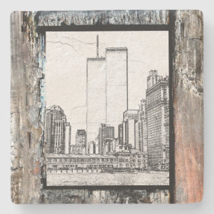 Porta-copo De Pedra Torres Gêmeas