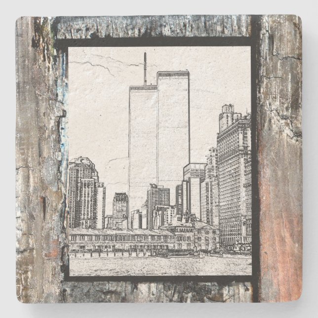 Porta-copo De Pedra Torres Gêmeas (Frente)