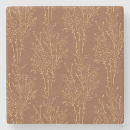 Porta-copo De Pedra Tossed Floral Silhouette Botanical | Burnt Umber