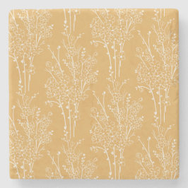 Porta-copo De Pedra Tossed Floral Silhouette Botanical | Muted Ochre