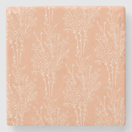 Porta-copo De Pedra Tossed Floral Silhouette Botanical | Soft Apricot