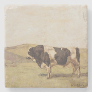 Porta-copo De Pedra Touro numa paisagem suíça (por Ferdinand Hodler)