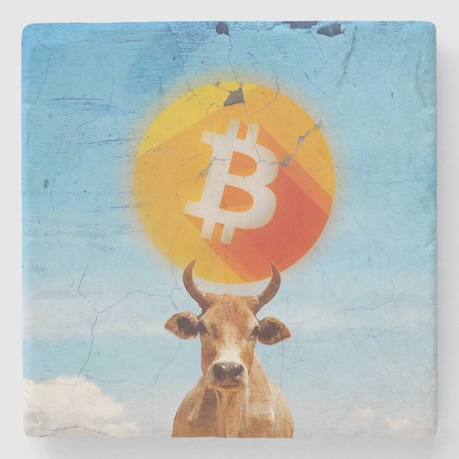 Porta-copo De Pedra Touro Resiliente Bitcoin (Frente)