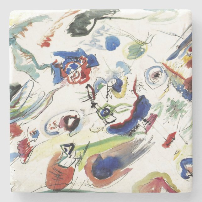 Porta-copo De Pedra Trabalho de arte de pintura Abstrato de Kandinsky (Frente)