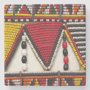 Porta-copo De Pedra Trabalho Tribal Maasai em Contas