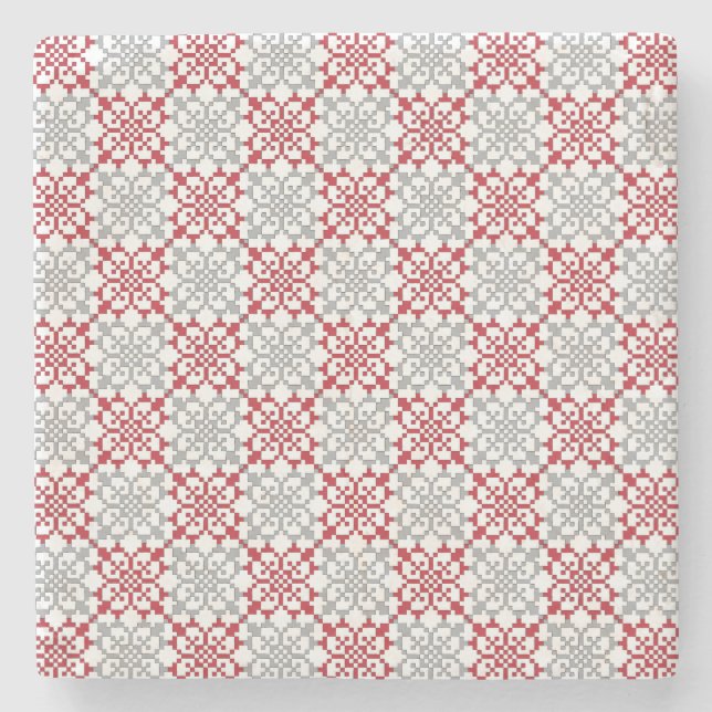 Porta-copo De Pedra Tradicional letão Sinal SUN padrão geométrico III (Frente)