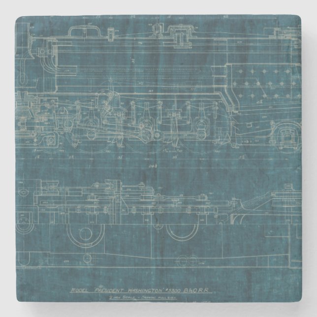 Porta-copo De Pedra Train Blueprint I (Frente)