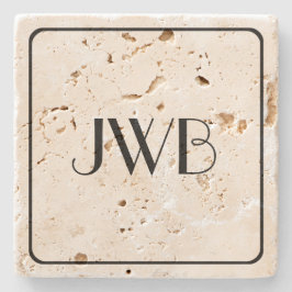 Porta-copo De Pedra Travertinina Masculina Molhada Clássica Monogramad