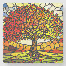 Tree of Life Shattered Glass Mosaic Autumn Colors