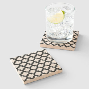 Porta-copo De Pedra Trellis branca e preta, lete, quatrefoil