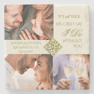 Porta-copo De Pedra Trendy Simple Três Fotografias CÓDIGO QR Salvar A