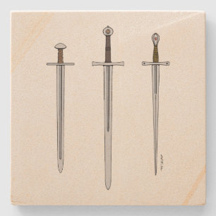 Porta-copo De Pedra Três Espadas Medievais 2016