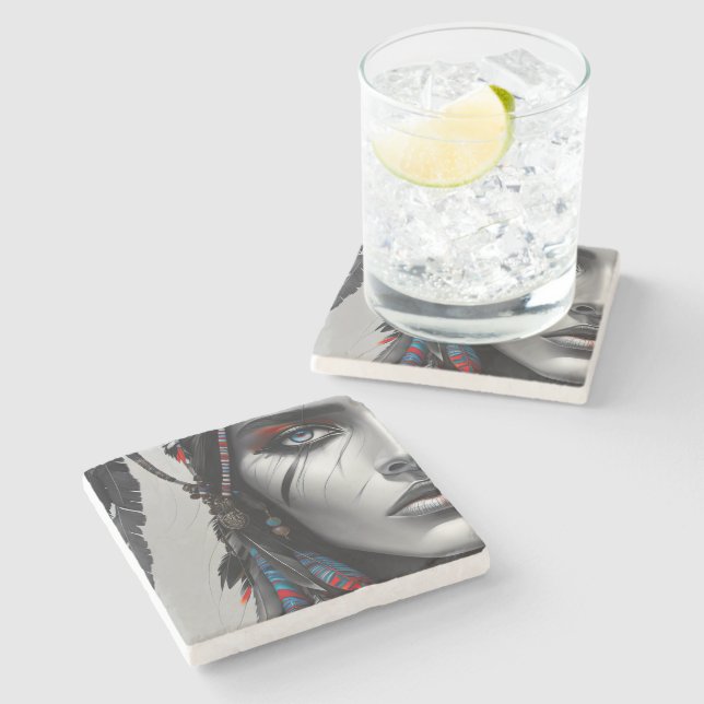 Porta-copo De Pedra Tribal Warrior (Lateral)