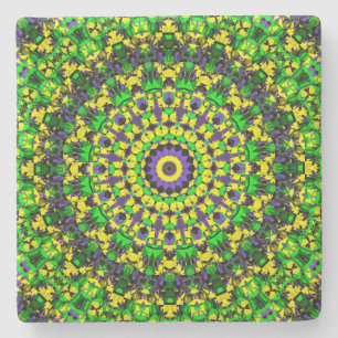 Porta-copo De Pedra Trippy Groovy Retro Hippie Colorful Mandala Art