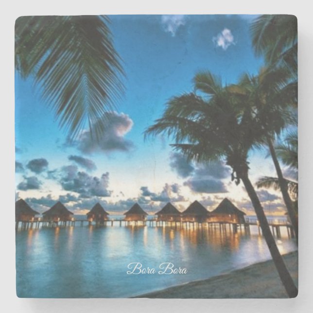 Porta-copo De Pedra Tropical Bora Bora (Frente)