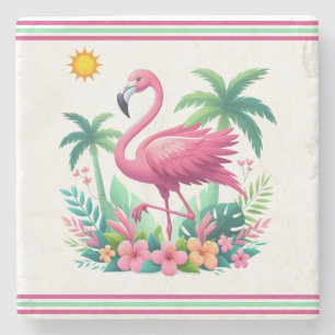 Porta-copo De Pedra Tropical/Flórida rosa flamingo