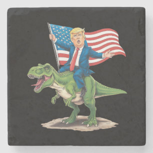 Porta-copo De Pedra Trump Montando Dinossauro T Rex Bandeira Americana