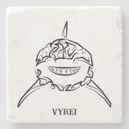 Porta-copo De Pedra Tubarão-branco-Excelente-tribal preto e branco