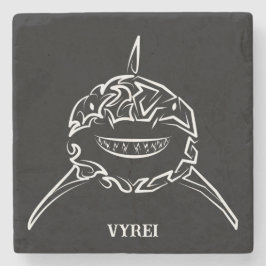 Porta-copo De Pedra Tubarão-branco-Excelente-tribal preto e branco