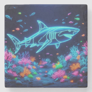 Porta-copo De Pedra Tubarão-neon colorido