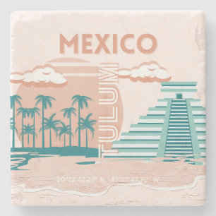 Porta-copo De Pedra Tulum, México, Viagem Art, Retro