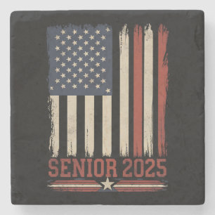 Porta-copo De Pedra Turma de formatura de 2025 Bandeira dos EUA Gradua