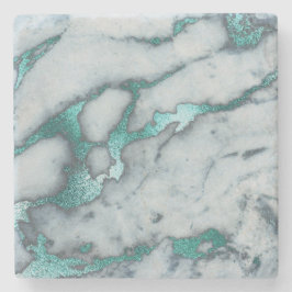 Porta-copo De Pedra turquesa e mármore branco