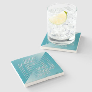 Porta-copo De Pedra Turquesa opaca branca