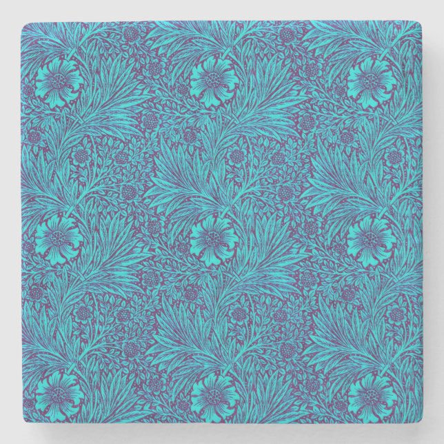 Porta-copo De Pedra Turquesa venenosa padrão floral roxo escuro (Frente)