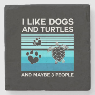 Porta-copo De Pedra Turtle Lover Eu Gosto De Cães E Tartarugas