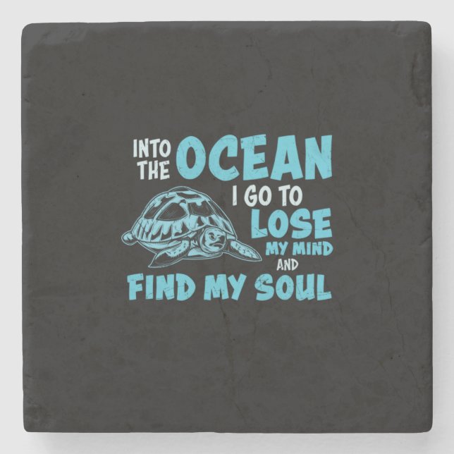 Porta-copo De Pedra Turtle Lover | No Oceano (Frente)