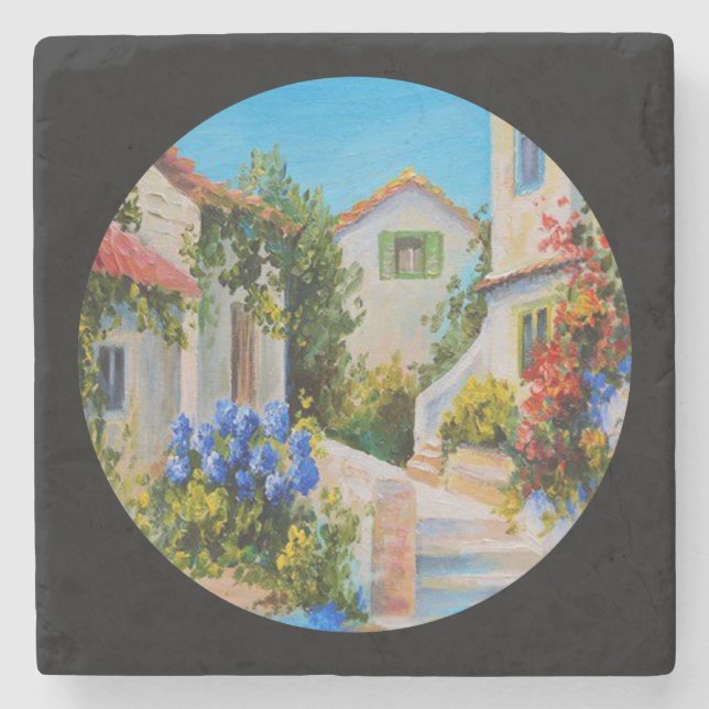 Porta-copo De Pedra Tuscan Villa Fine Art (Frente)
