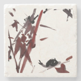 Porta-copo De Pedra Tuschekunst mit Schnecke und Rotem Bambus