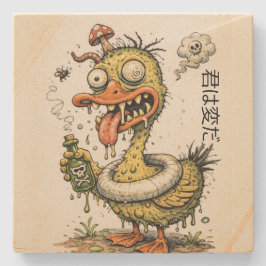 Porta-copo De Pedra Ugly drunk duck monster Funny cartoon artwork
