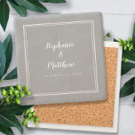 Porta-copo De Pedra Ultimate Gray Wedding Bride & Groom Elegant Simple<br><div class="desc">The newlyweds are certain to love this simple, minimalist and chic stone wedding coaster features a modern design with a double framed border in crisp white on a trendy gray background. This modern simple design provides timeless, classic sophistication. Personalize names of couple and event date in elegant white lettering and...</div>