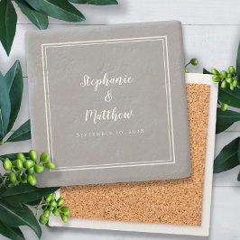 Porta-copo De Pedra Ultimate Gray Wedding Bride & Groom Elegant Simple