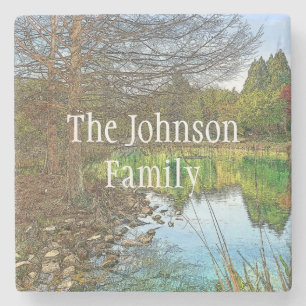 Porta-copo De Pedra Um belo dia no lago